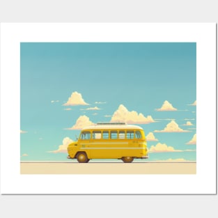 Yellow Camper Van Posters and Art